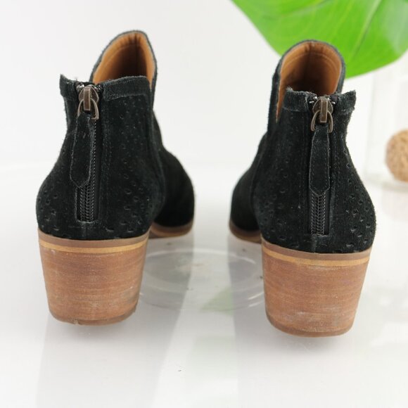 Susina Womens Blakely Boot Size 9.5 Black Suede Perforated Block Heel Bootie - Picture 4 of 12